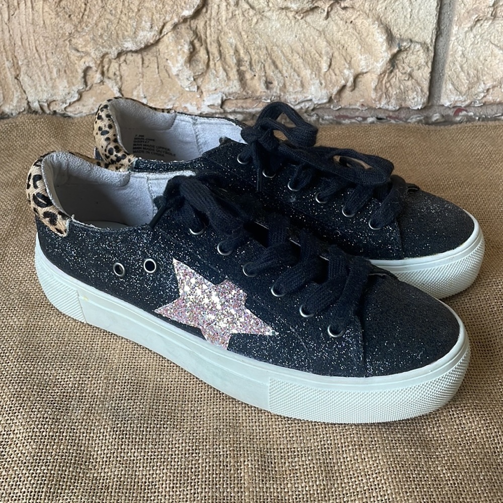 Mia marlowe Shoe Star Glitter sneakers, Black & Pink Size 7 1/2 Sold Out - Picture 14 of 16
